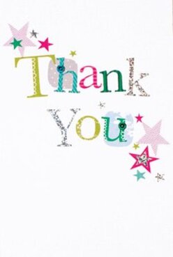 This thank you card overflows with delight, capturing a sense of community warmth that characterizes Colney Hatch. The phrase 'Thank You' arcs across a pristine white backdrop, with each letter crafted in a lively patchwork of colours-lime, turquoise, fuchsia-that recall the vivid blooms found at local flower stands near Muswell Hill. Subtle details-polka dots, stitched lines, hints of silver-add an undeniable handcrafted charm, echoing the unique character of Colney Hatch's creative scene. Sprinkles of stars in magenta, teal, and gold scatter in a carefree constellation, reminiscent of confetti after a neighbourhood street party. The print carries a gentle texture, with silver letters catching the soft natural light that often filters through nearby park trees, lending the card a tactile pleasure as if leafing through a handmade scrapbook. The crisp background allows every colour and flourish to sing, making this design feel both festive and deeply personal. It's easy to picture this card nestled beside a bright, locally arranged bouquet, delivering thanks that feel thoughtful and sincere-a true florist's flourish, imbued with the care and creativity found right here in Colney Hatch.