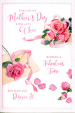 This Mother's Day card feels like a soft, floral daydream captured on a white canvas, evoking the calm, residential charm of Colney Hatch. The central focus is on a series of lush pink roses, artfully arranged in loose clusters that travel across the card in a gentle, sweeping motion. Each rose is painted with a florist's eye for nuance: petals unfurl in layered spirals, with edges that curl and tilt in a lifelike way, showing gradients from whisper-light blush to saturated, rosy pink at the heart. These blooms appear velvety and full, as if you could almost lean in and inhale their classic, comforting fragrance. Surrounding them, a scattering of rose petals is strewn in a natural, unplanned pattern, some lying flat, others tipped on their sides, conjuring the image of petals falling from a freshly unwrapped bouquet on a table near Colney Hatch Park. The composition remains airy, with plenty of breathing space in the white background, which enhances the sense of calm and elegance. Interwoven with the florals is graceful, handwritten-style lettering conveying a loving Mother's Day message, the ink lines softly curved and slightly whimsical, mirroring the organic forms of the petals. Gentle, diffused light seems to wash across the entire card, adding a quiet glow and giving subtle dimension to each petal and stroke of calligraphy. The overall impression is one of tenderness and appreciation-a visual embrace intended to be paired with real roses or a thoughtful gift, suitable for same-day delivery around Colney Hatch to celebrate mothers, grandmothers, and all those who give their care so generously.